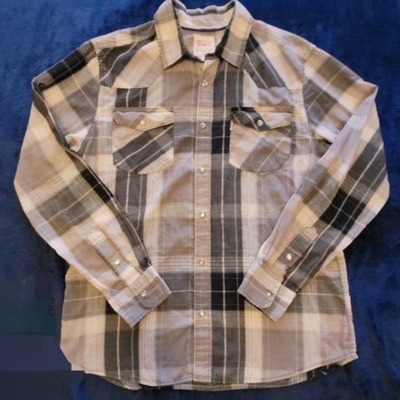 Levi's Plaid Vintage Pearl Snap Men's Medium Long Sleeve Button-up Shirt Western - Picture 1 of 5